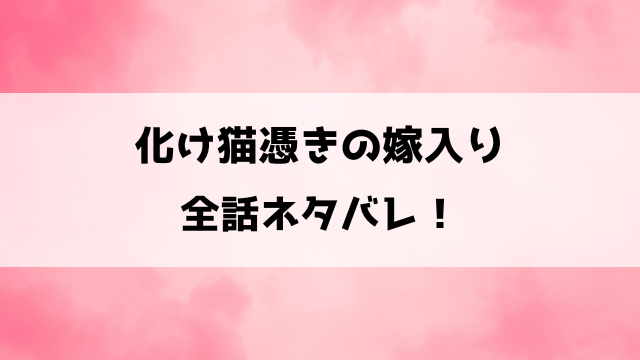 化け猫憑きの嫁入りネタバレ！化け猫が憑いている環の縁談から始まる愛の物語！