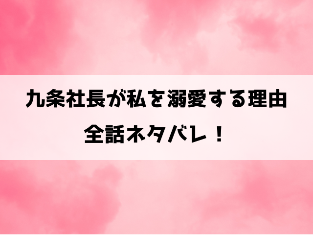 九条社長が私を溺愛する理由（ワケ）ネタバレ！最終回・結末についてもご紹介！